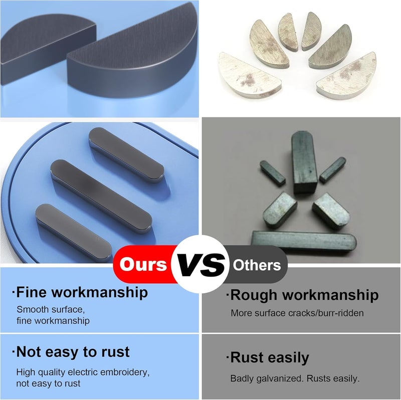 FullMayPro 557PCS Metric Woodruff Key Assortment Kit in 40 Most Popular Sizes, Include 257PCS Woodruff Half Moon Key, 300PCS Round Ended Feather Key for Fasteners Mechanical Industry Crankshaft - Image 5